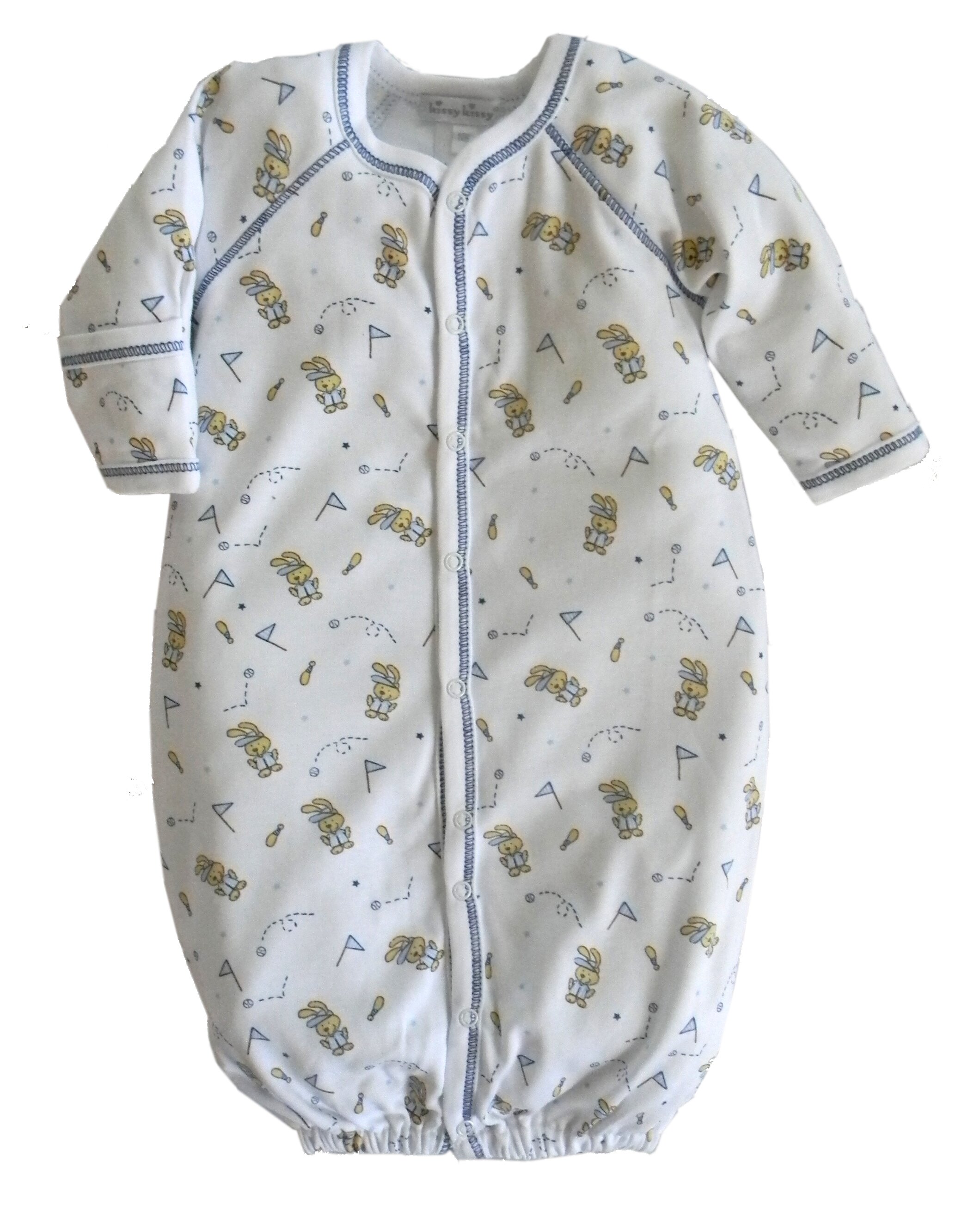Baby Boy Ball Park Bunny Convertible Gown by Kissy Kissy (Size: Newborn)