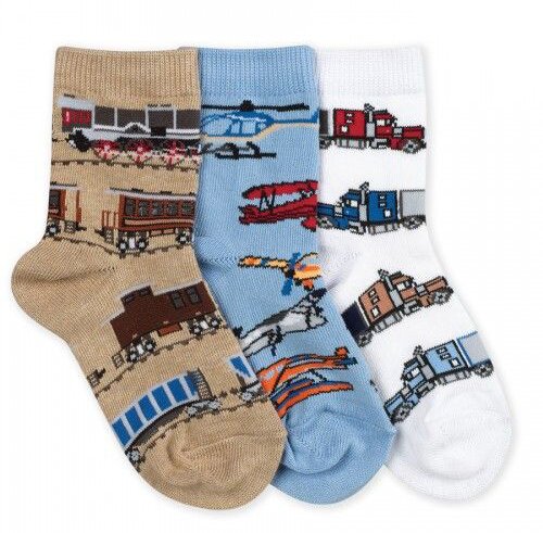 Boys Transportation Crew Socks by Jefferies Socks (Sock Size: XS (Shoe Size 6-11))