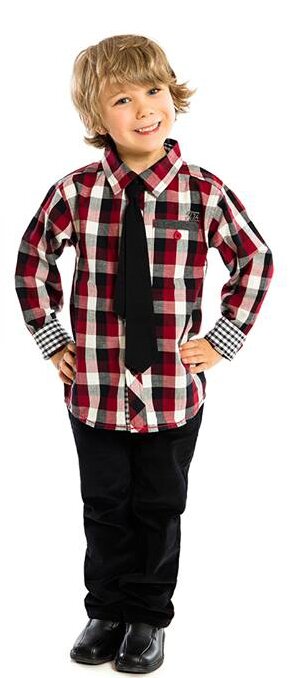 Boys Plaid Shirt with Tie by Noruk (Size: 6)