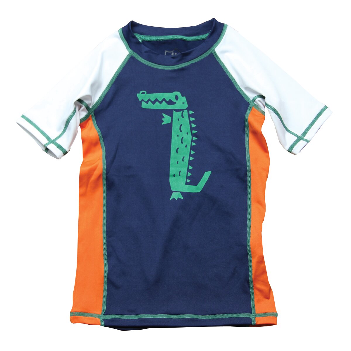 Boys Rash Guards by Wes and Willy - Navy and White Hungry Gator (Size: L(14/16))