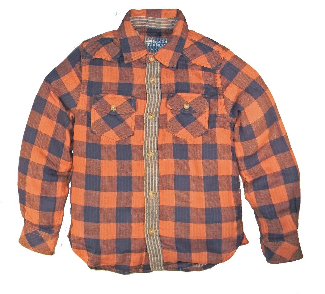Boys' Flannel Plaid Button Up Shirt by American Vintage (Size: 8)