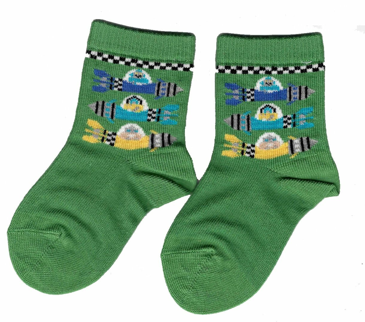 Boys' Alien Spaceship Socks by MP (Color: Lime, Sock Size: 0 (Shoe Size 4-6))
